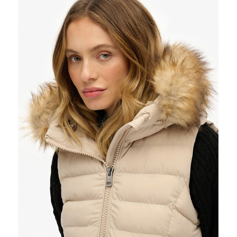 Superdry Fuji Faux Fur Hooded Gilet image number 2